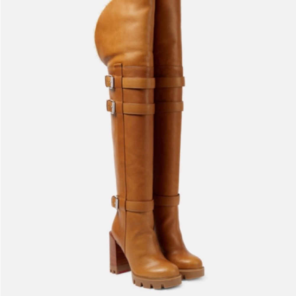 Christian Louboutin Tan Over-the-Knee Boots